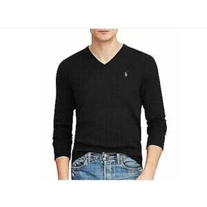 Polo Ralph Lauren POLO BLACK(Gray Pony)  V-Neck Sweater, size Small NWT